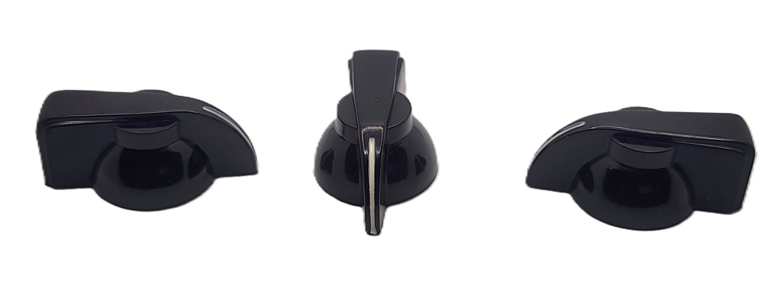 3x Black Chicken Head Knobs with Insert and Set Screw