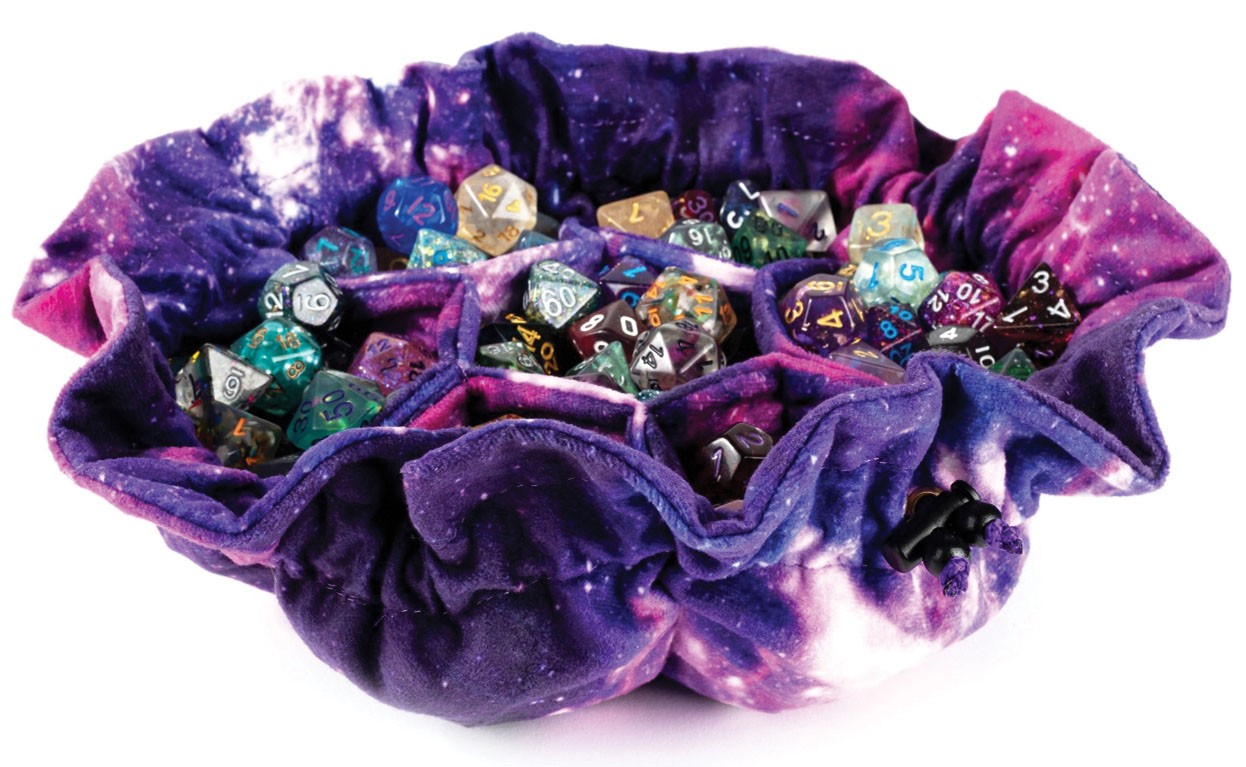 MET9102 Metallic Dice Games Velvet Compartment Dice Bag with Pockets: Nebula