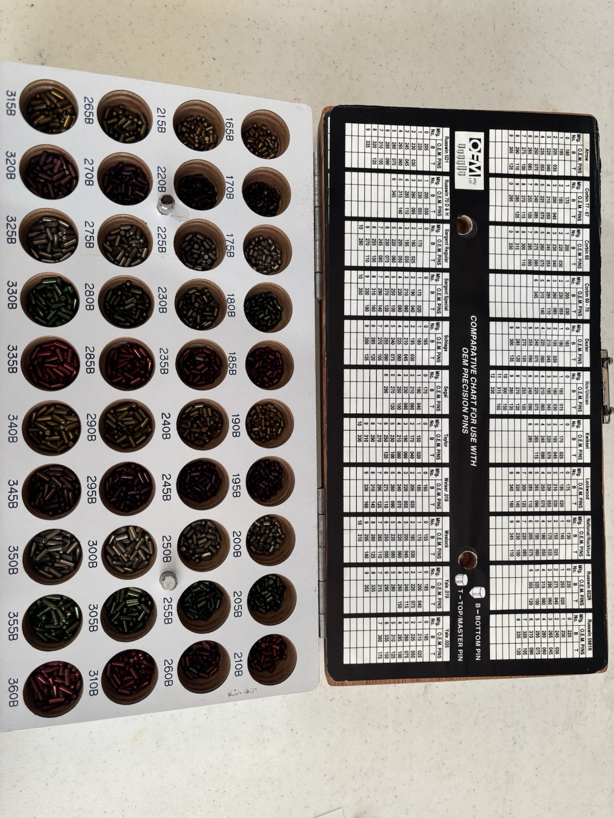 OEM Gem Precision Lock Pinning Kit with Assorted Pins & Pinning Chart