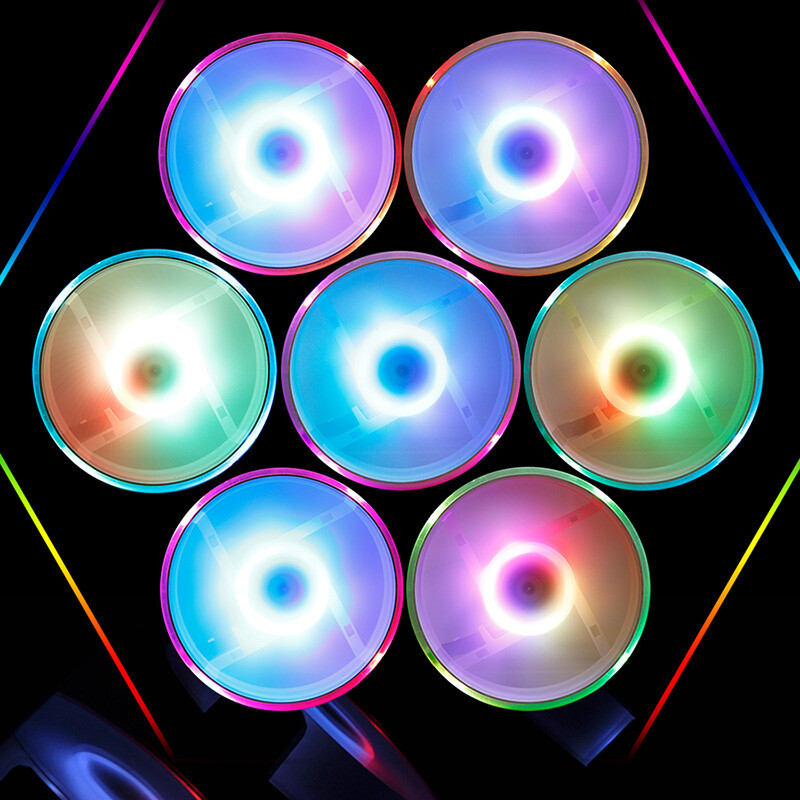 3 Pack Aigo C7 RGB 12V 120mm 3Pin LED Computer Cooler Cooling PC Case Fan Kit