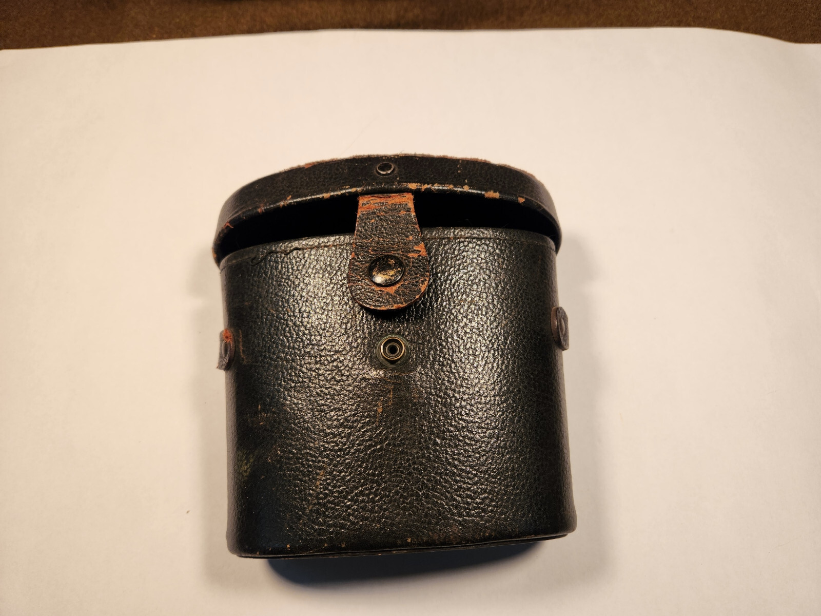 Black Leather Binocular Case, Wollensak Marked Top, leather hinge damaged