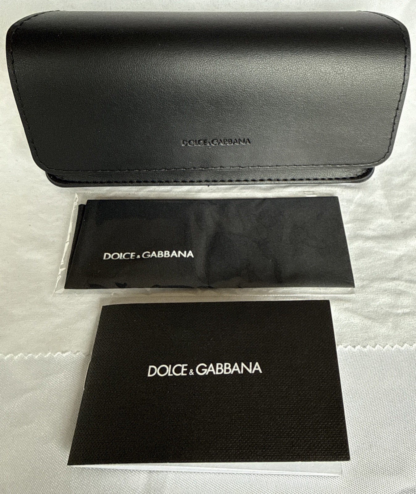 Genuine Dolce & Gabbana Black Leather Like Eyeglass Case Cloth COA New