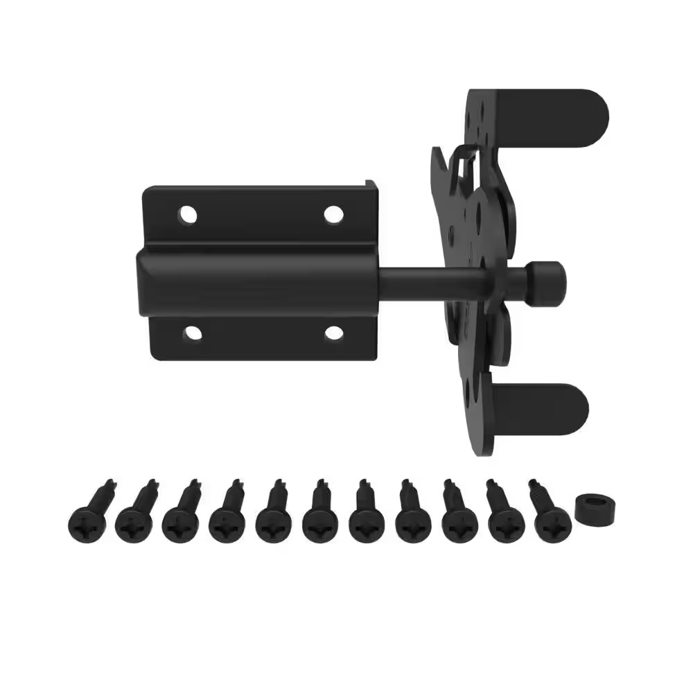 7.75 In. X 4 In. Heavy-Duty Black Stainless Steel Fence Gate Latch