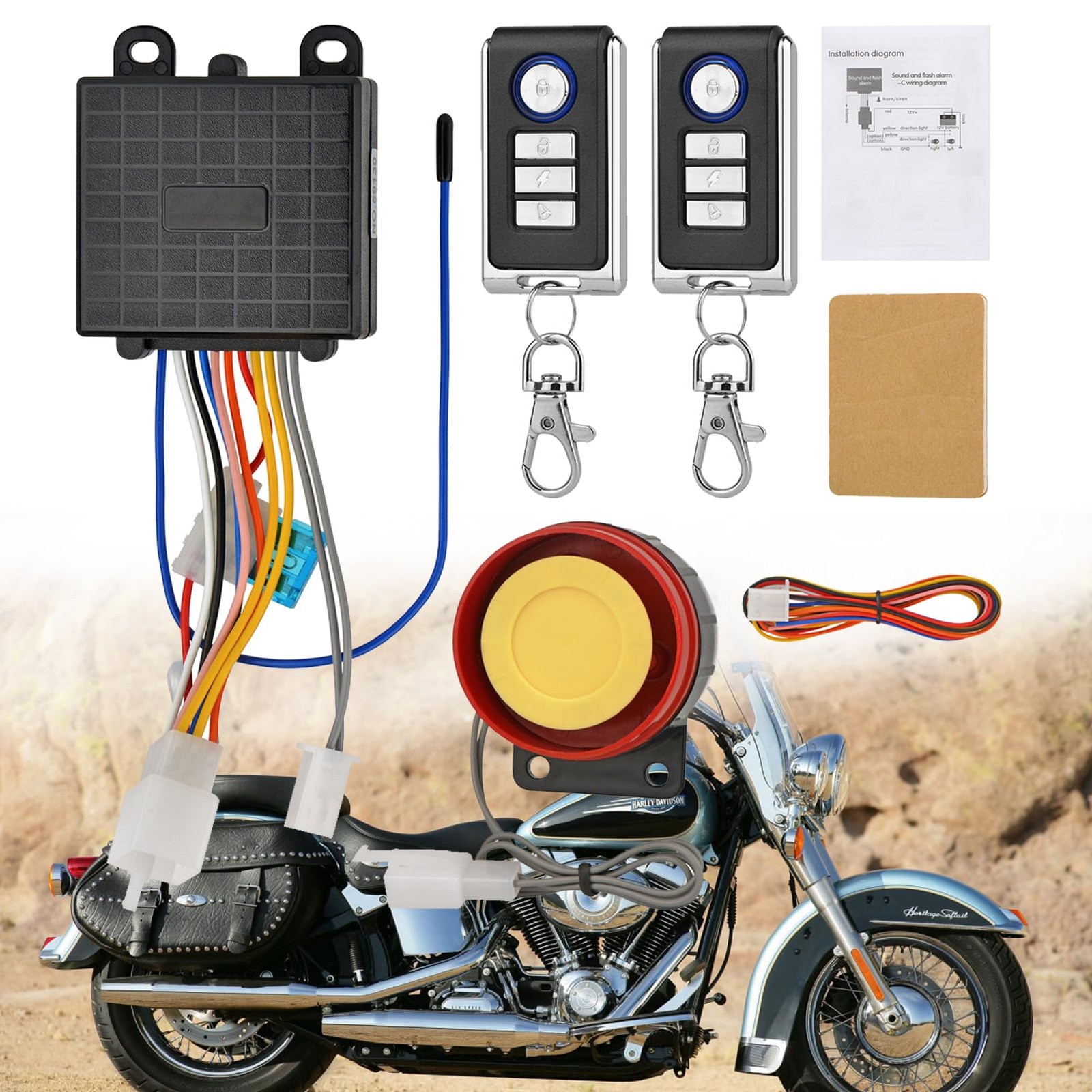 Snlazp Motorcycle Anti-Theft Alarm Security System, Control Engine Start...