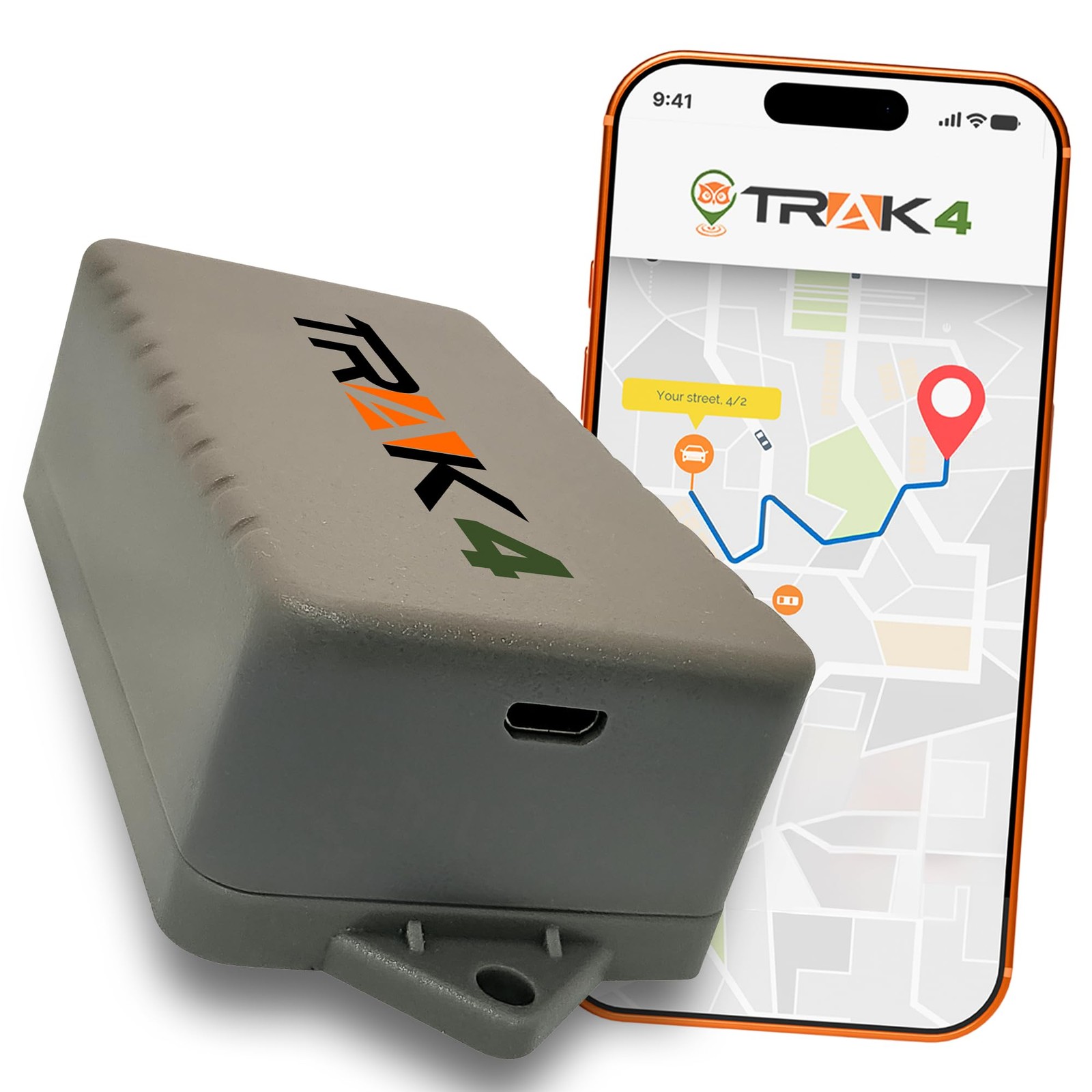 Trak-4 GPS Tracker for Vehicles, Assets, Equipment. 4.1 x 2.25 x 1.1 in, Gray