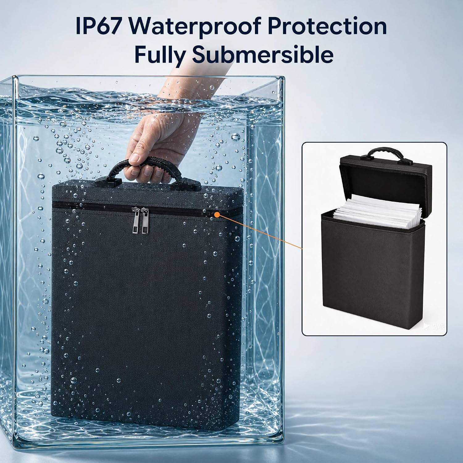 Fireproof Document Bag, Upgrade 6400℉Material Fireproof Money Bag with 2 Pockets