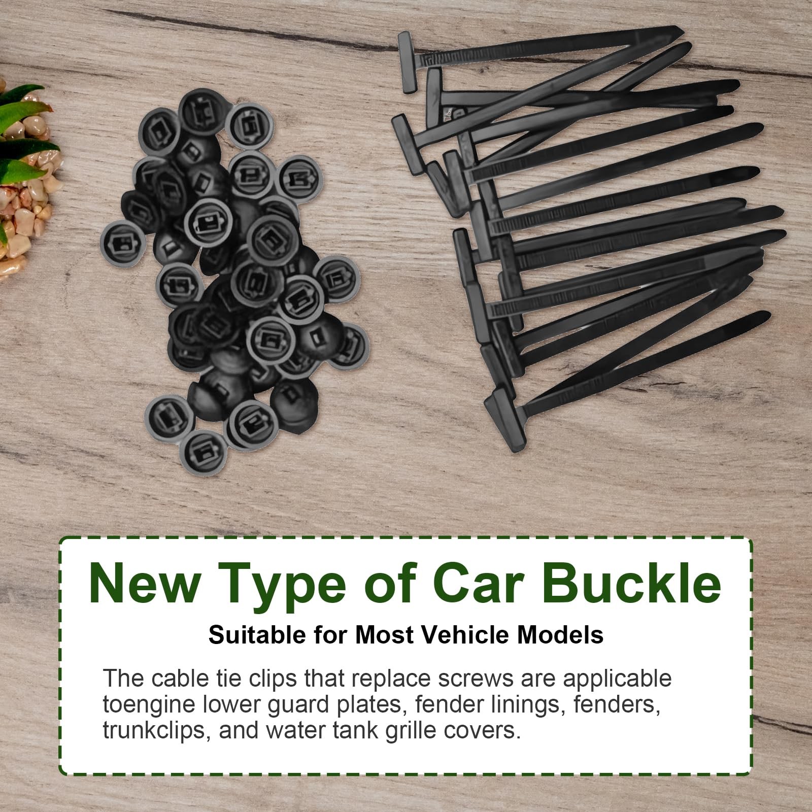 Nylon Universal Cable Tie Buckle - Heavy Duty Zip Ties (with Pin & Button), U...