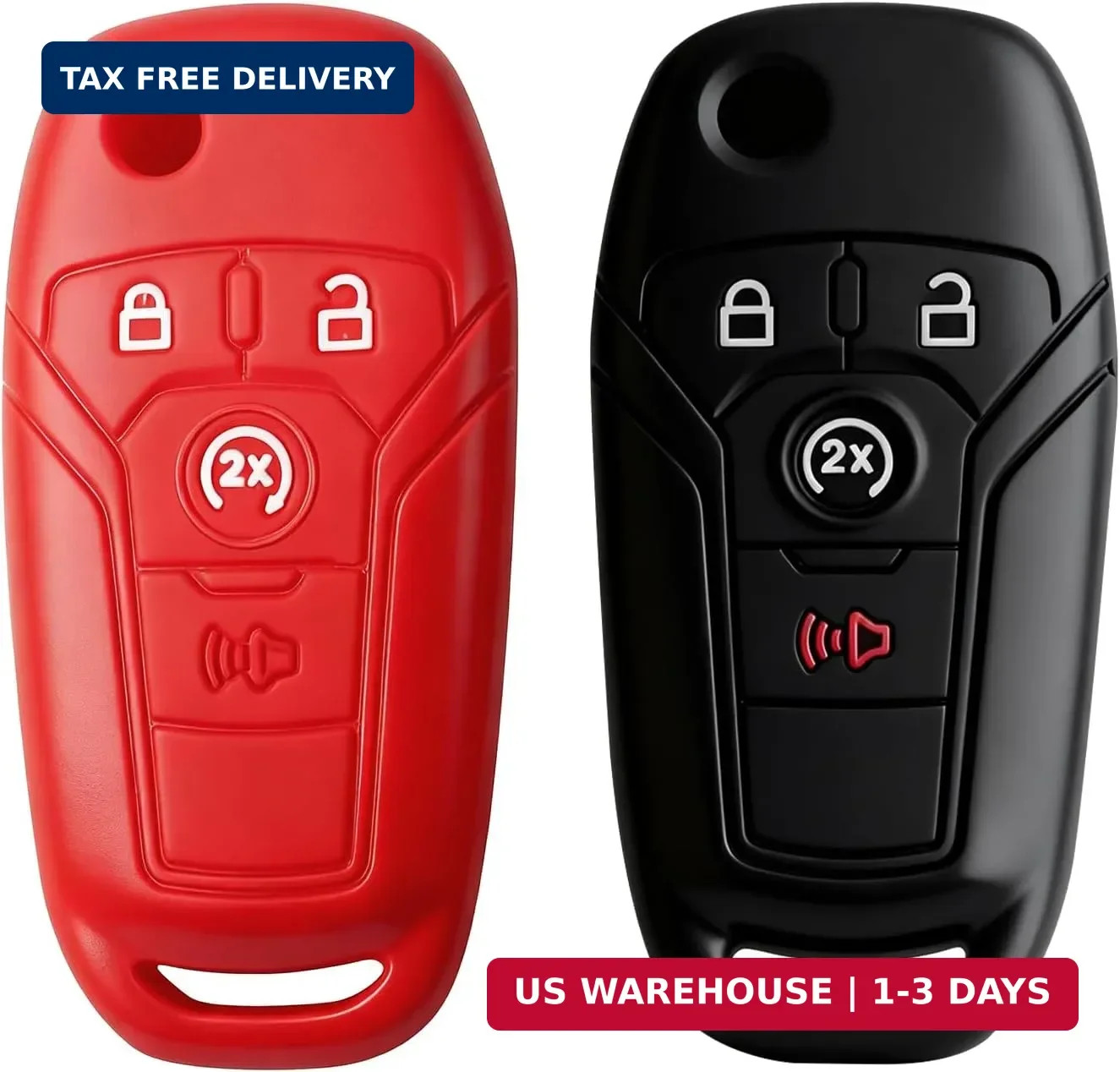 2pcs Car Remote Key Cover,Silicone Car Remote Key Fob Cover Case for