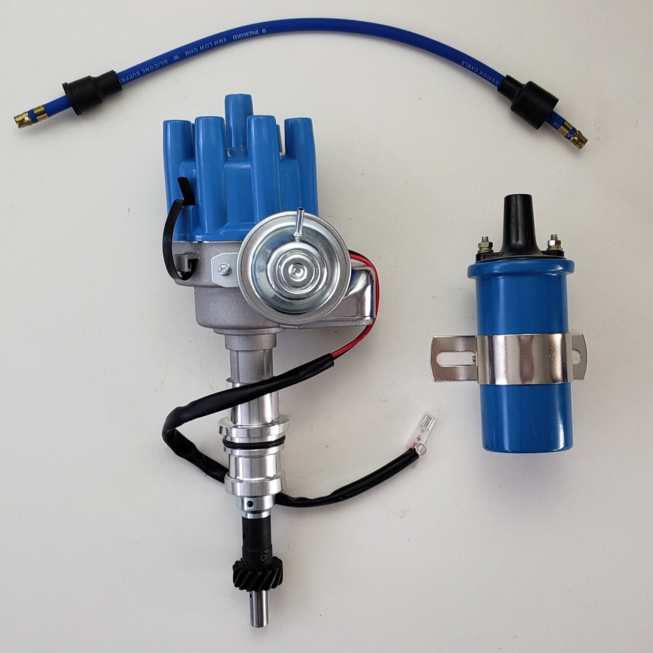 Small Block FORD 260 289 302 BLUE FEMALE Small Cap HEI Distributor + 45K Coil