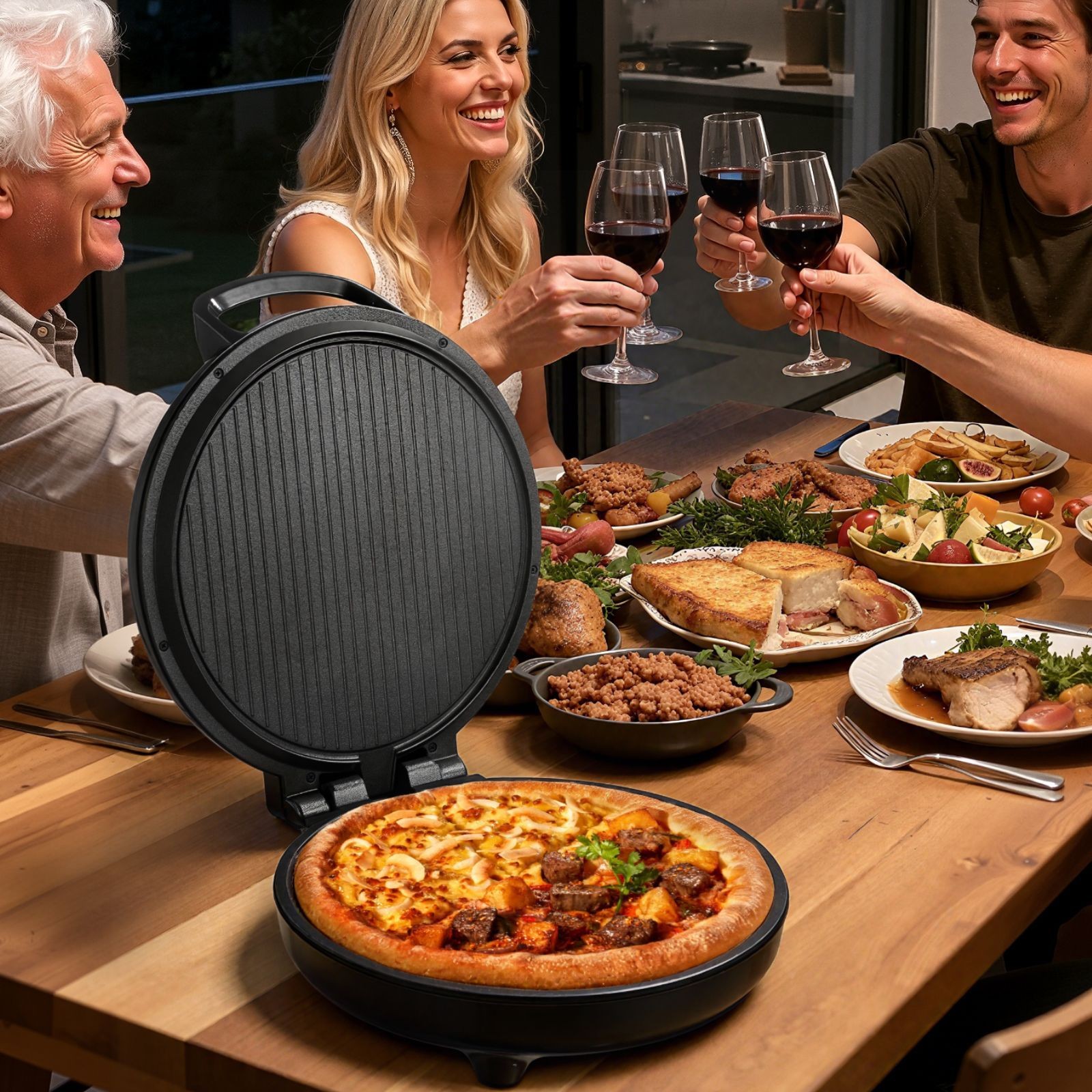Pizza Oven, 12 in Electric Pizza Maker, 1200W Electric Pizzas Cooker