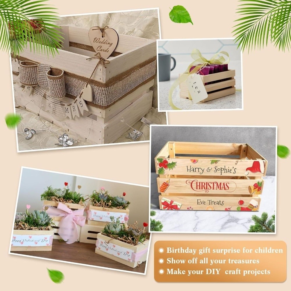 Christmas Decoration Pine Wood Basket Pine Wood Material Smooth Finish