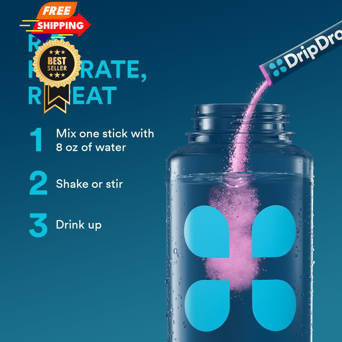 DripDrop Hydration Packets - Bold Variety Pack - Single Serve 16 Count, Blue