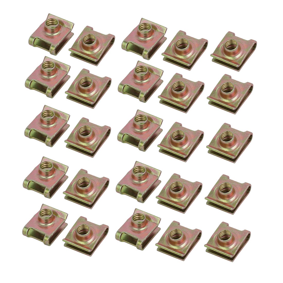 Fit M6 Screw 65Mn Steel Zinc Plated U Nut Brass Tone 18mm x 14mm 25pcs
