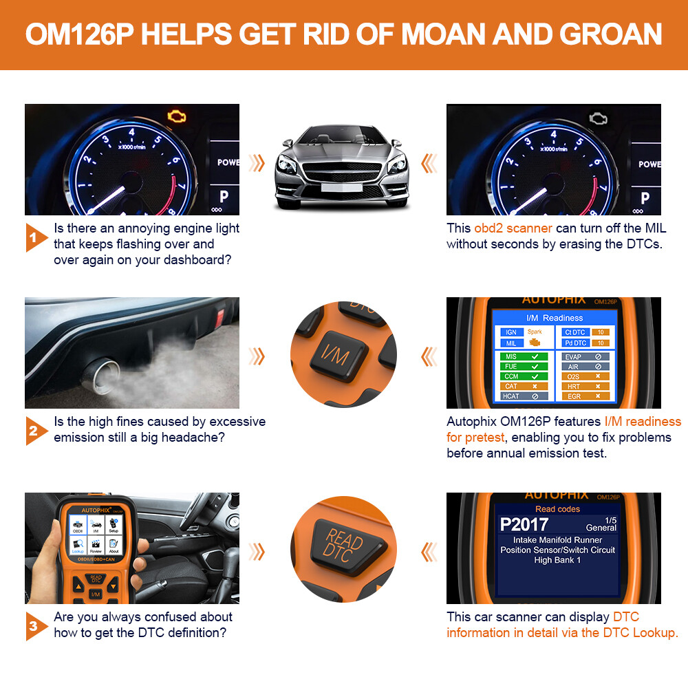 Autophix OM126P OBD2 Scanner Enhanced Vehicle Code Reader Auto Diagnostic Tool
