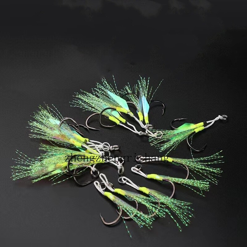 20pair Double Assist Hooks Big Game High Carbon Steel Jig Hook Saltwater 10#-22#