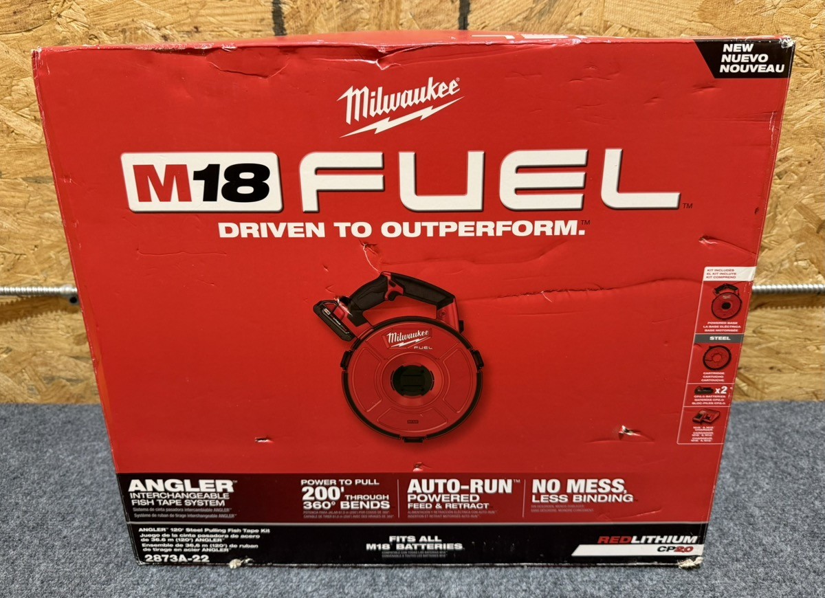 Milwaukee M18 FUEL 2873A-22 ANGLER 120' Steel Pulling Fish Tape Kit