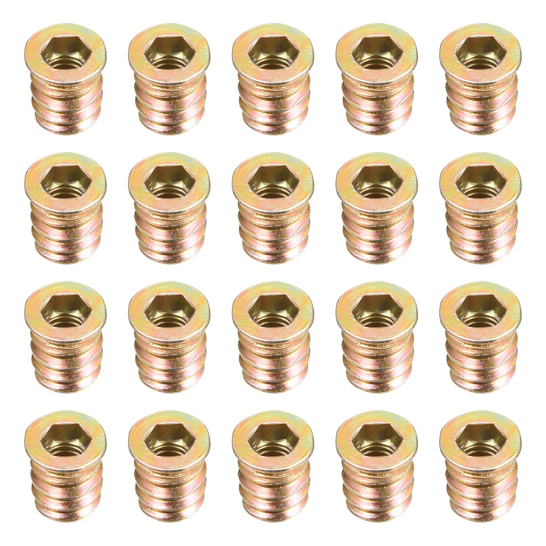 20pcs Wood Furniture M6x13mm Threaded Insert Nuts Interface Hex Socket Drive