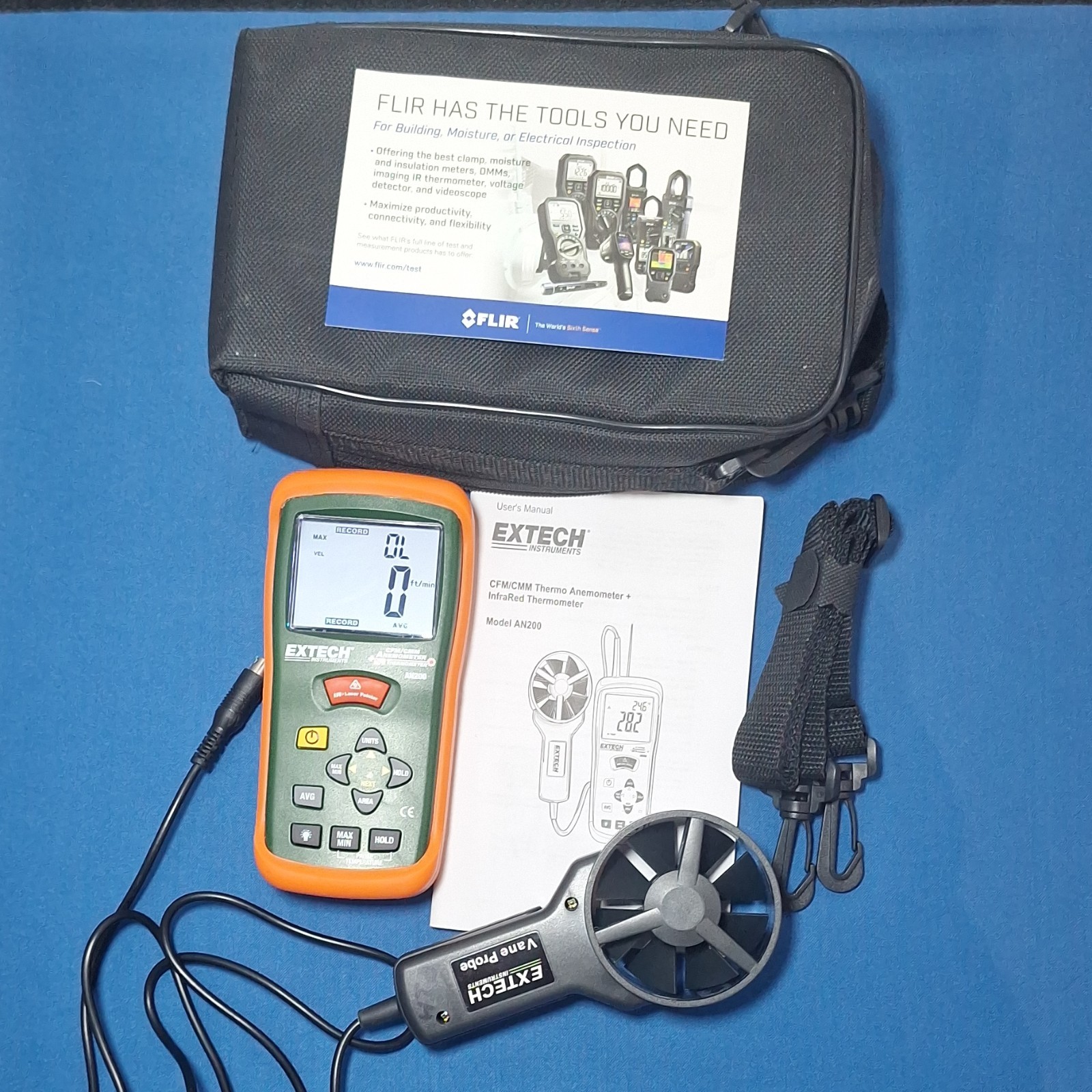 Extech AN200 Vane Anemometer InfraRed Thermometer Temperature Measurement