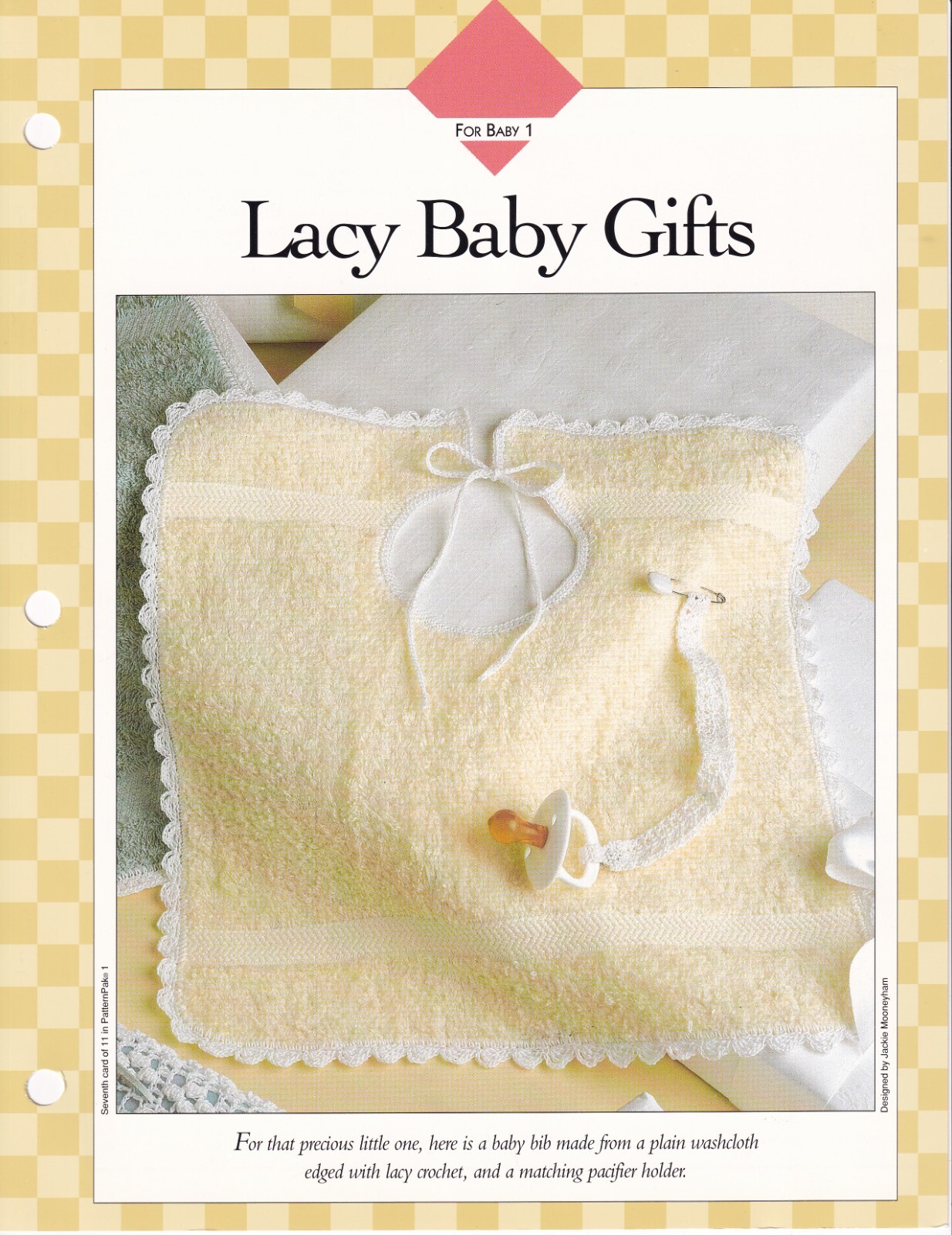 Crochet Pattern & Instructions LACY BABY GIFTS Bib Pacifier Holder