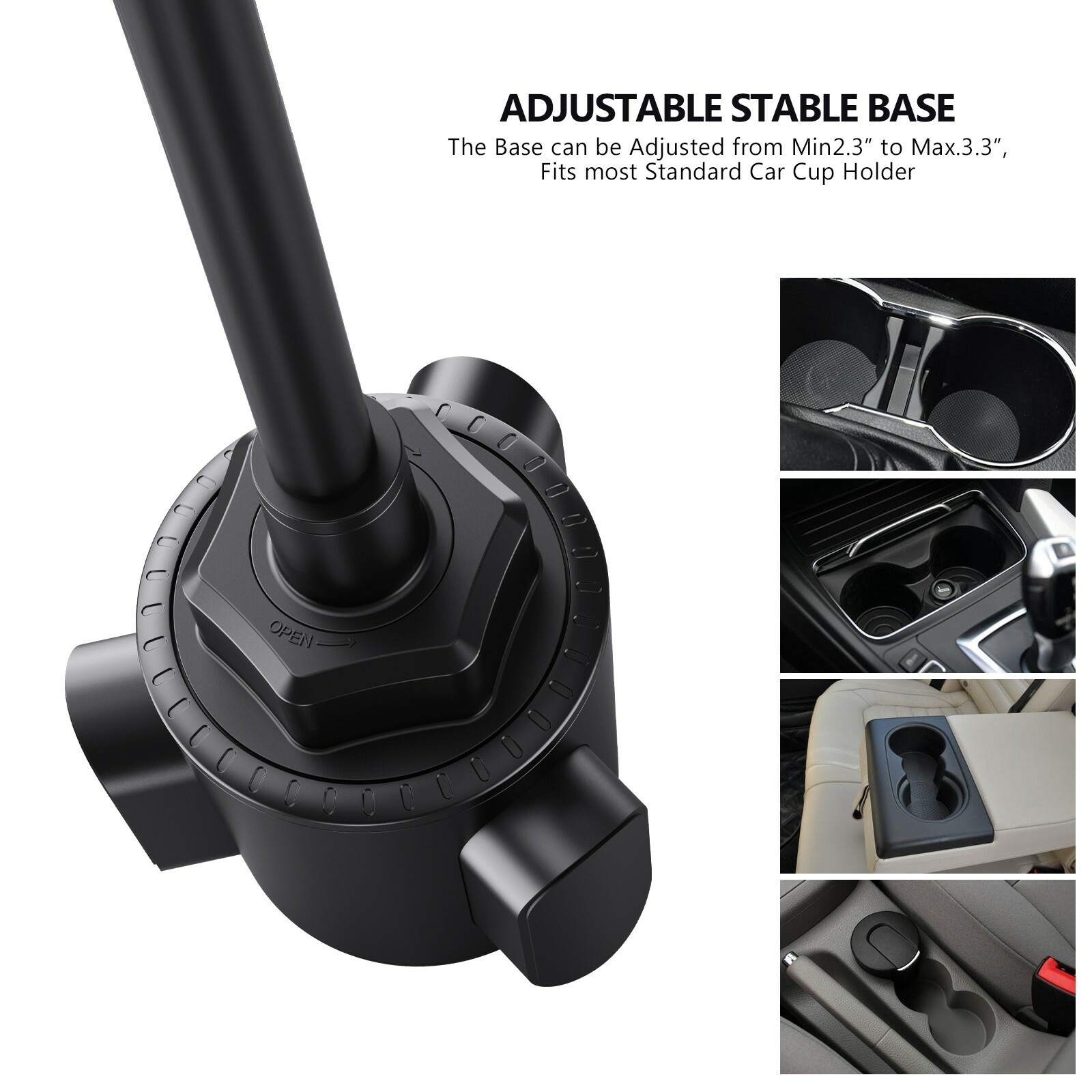 Universal Car Mount Cup Phone Holder Adjustable 11" Gooseneck GPS Stand Cradle