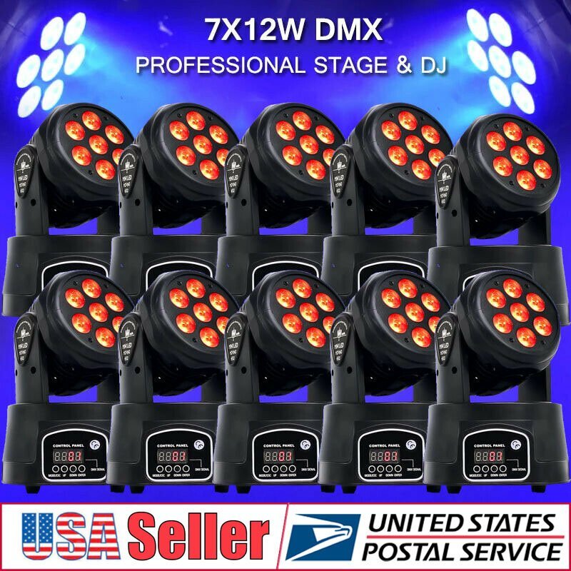 10Pcs RGBW Moving Head Stage Lighting 105W LED DJ DMX Beam Bar Disco Party Light