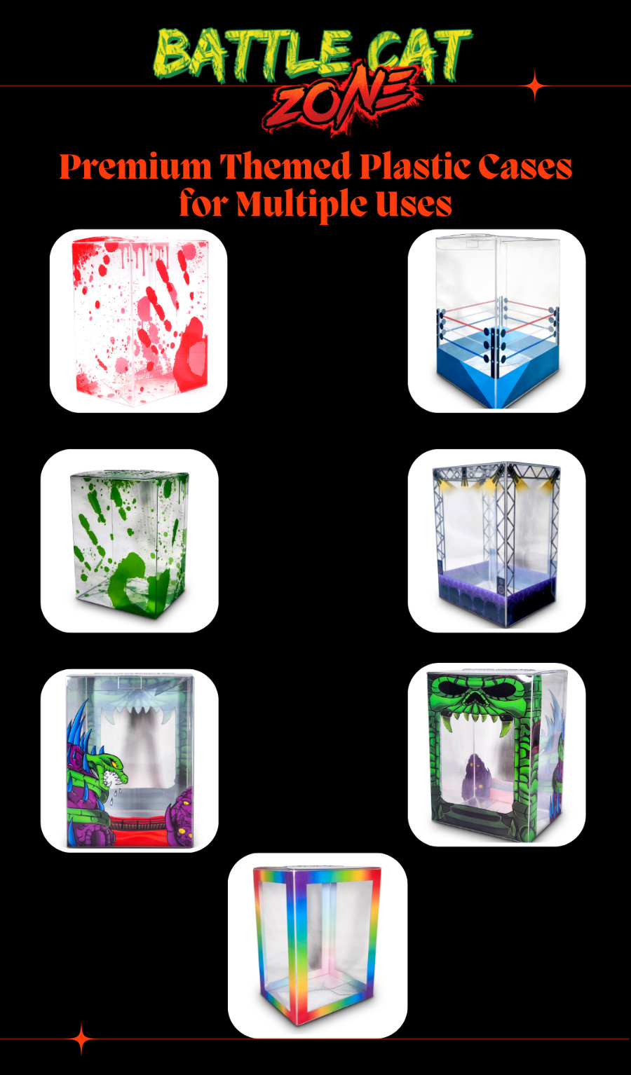 Premium Themed Plastic Boxes for a Variety of Uses (6-Pack) by BattleCat Zone