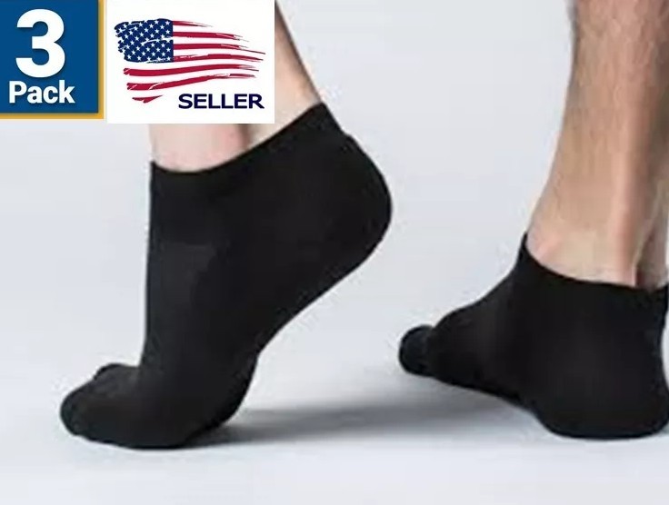 3 Pair Pack Active Pro Diabetic Socks Size 10 -13 Ankle Length - Black