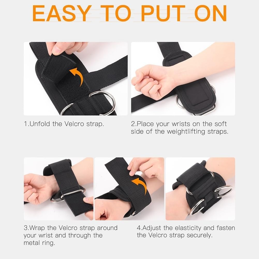 D Ring Cable Machine Straps for Weight Lifting - Perfect Gym Workout Accessories