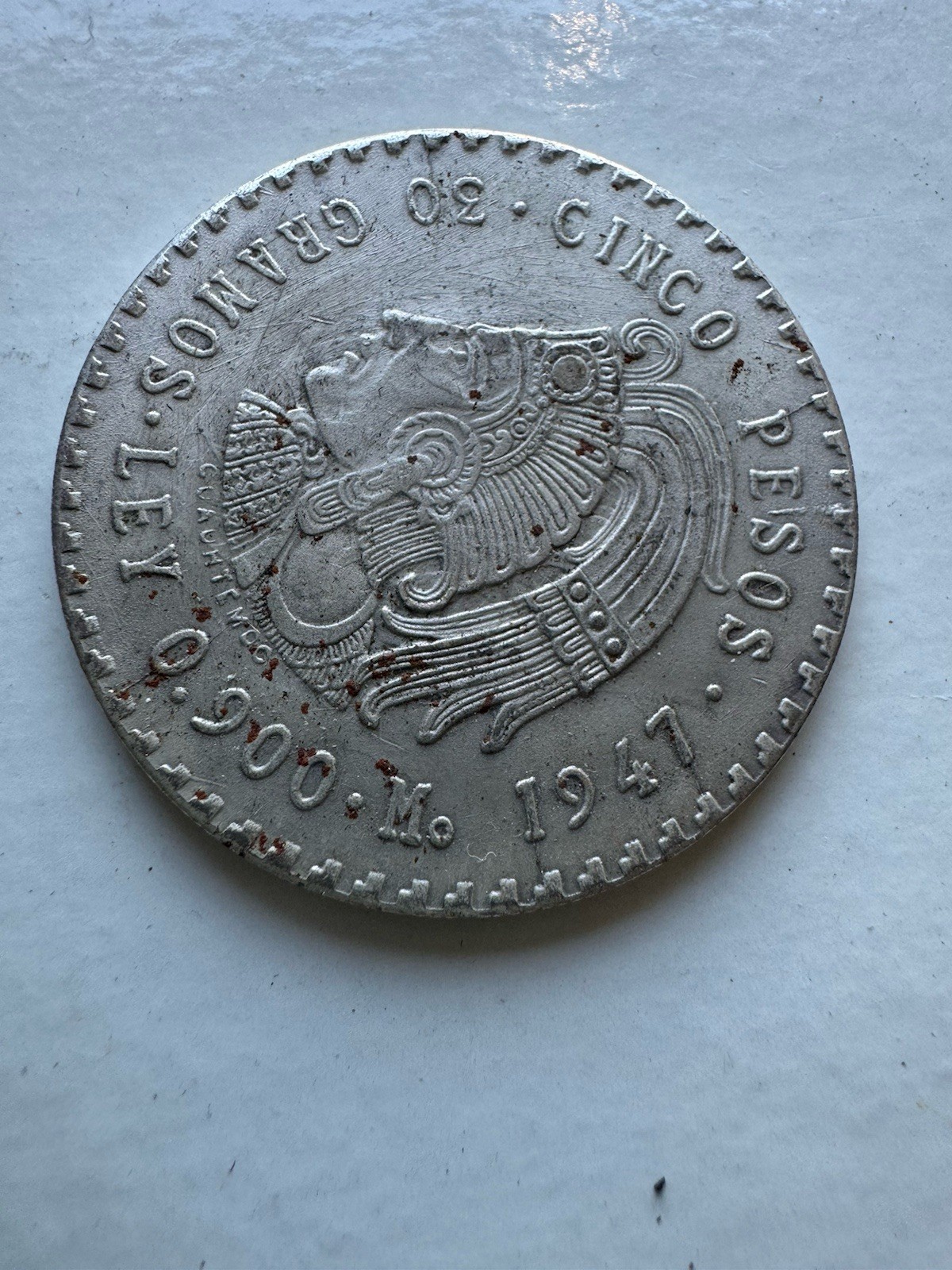 ESTADOS UNIDOS MEXICANA 30 GRAMOS LEY 0.900 Mo 1947 PESOS AZTEC COLLECTOR COIN