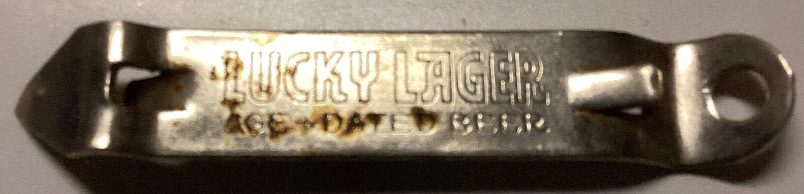 Vintage Lucky Lager When You Live America Bottle Opener Church Key Rusted Pitted
