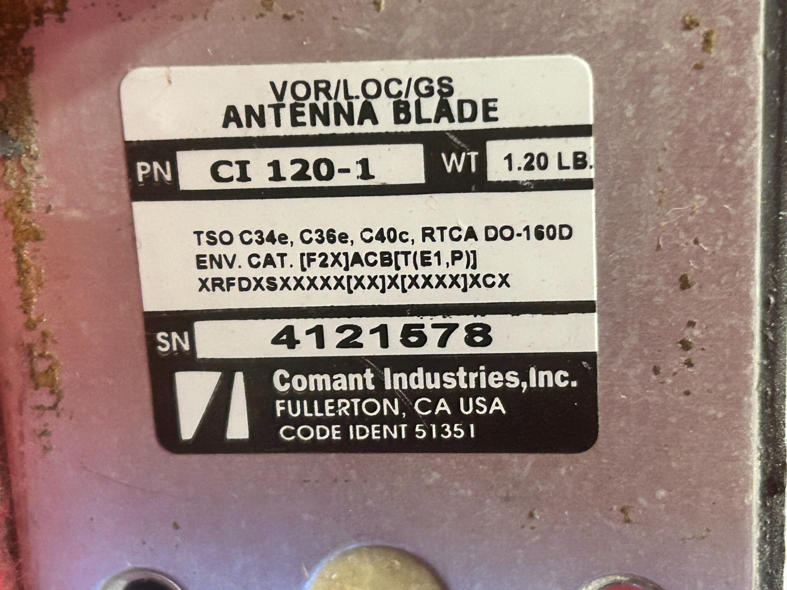 COMANT CI 120-1 VOR/LOC/GS BLADE ANTENNA