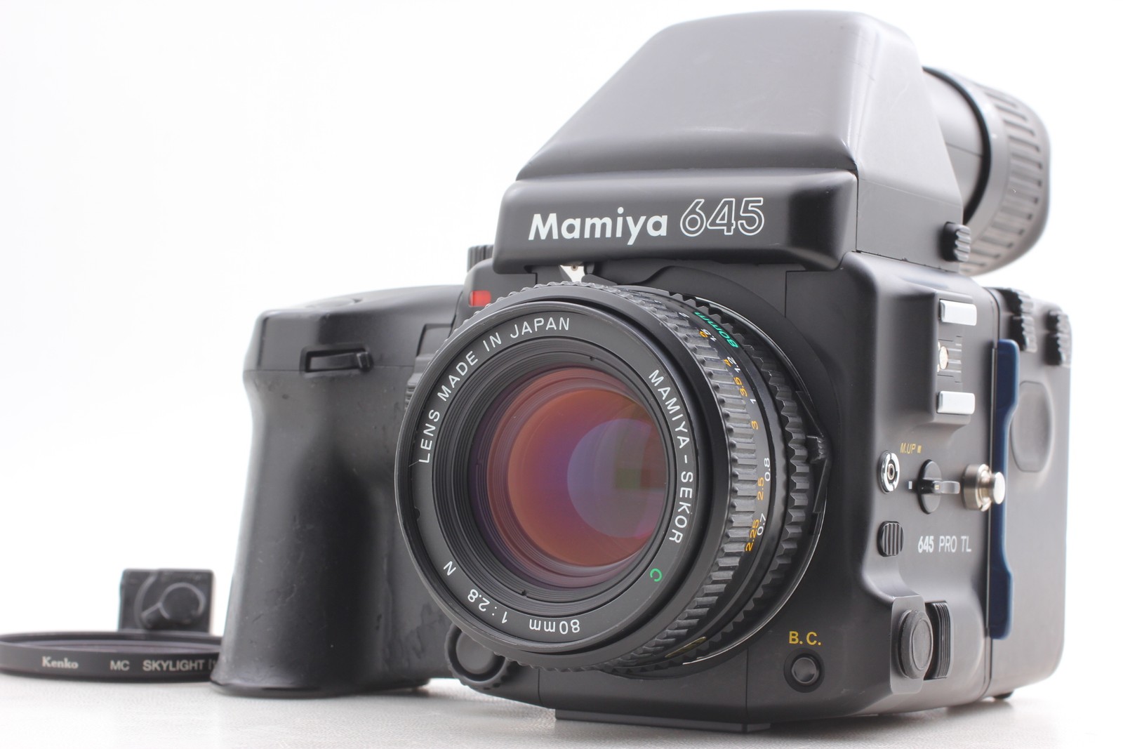 [Exc+5] Mamiya M645 Pro AE Finder  Winder grip w/ SEKOR C 80mm f/ 2.8 From JAPAN