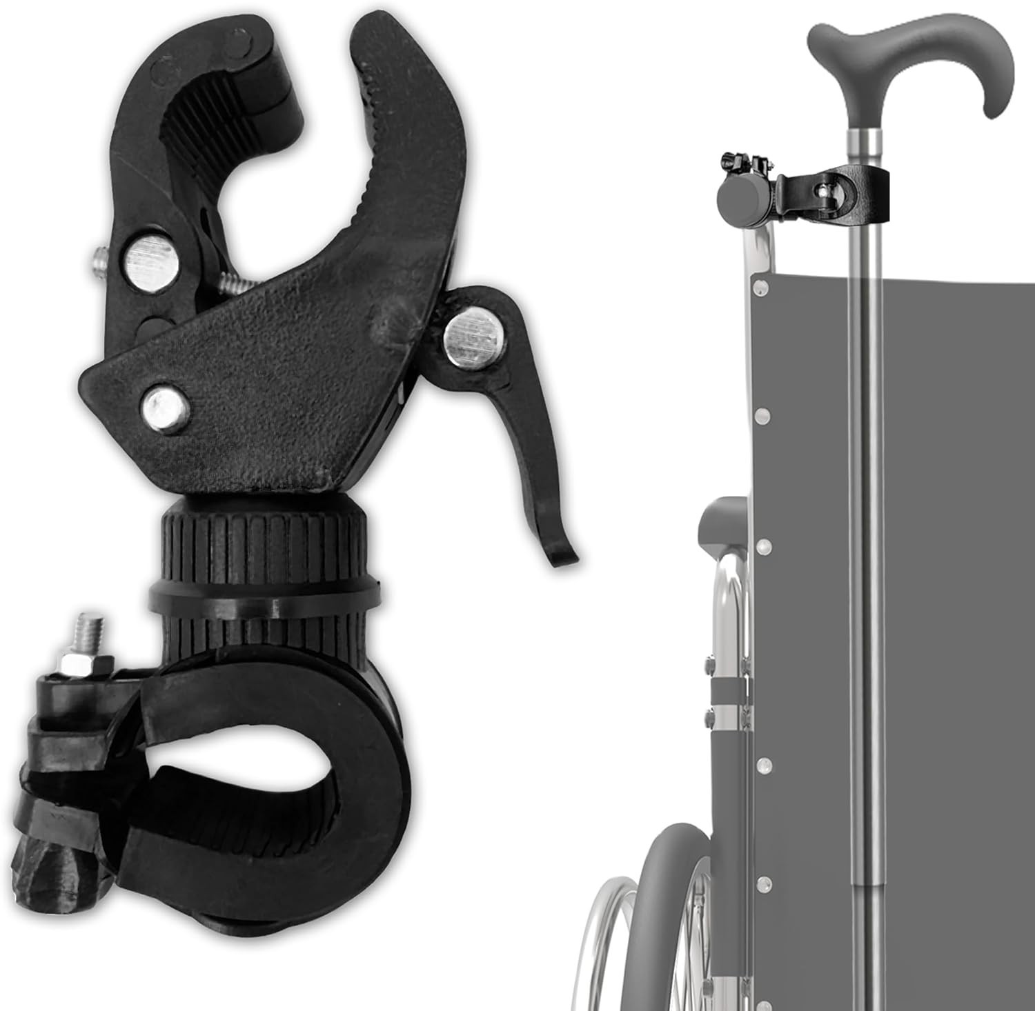 Cane Holder for Walker - 2Pcs Wheelchair Rollator Crutches & Walking Stick Holde