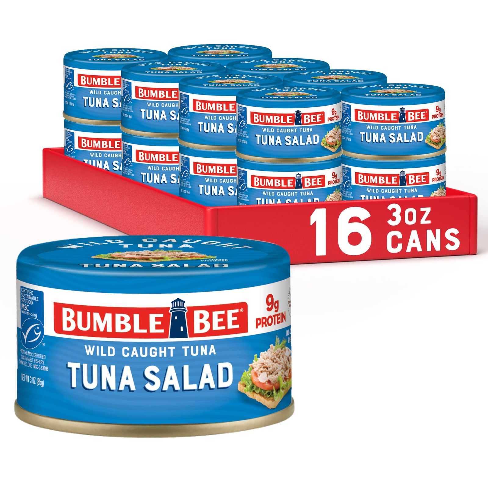 Tuna Salad Snackers - Ready to Eat, 9g Protein, 3 oz Easy Open Can (Pack of 16)