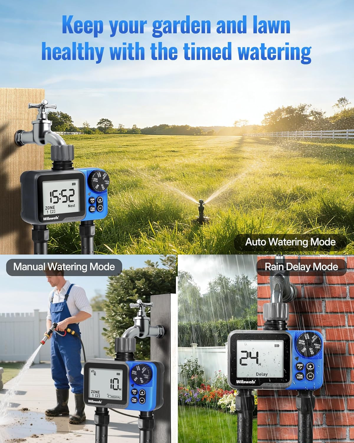 Water Timer for Garden Hose, 2 Zone Sprinkler Timer, Automatic Irrigation System