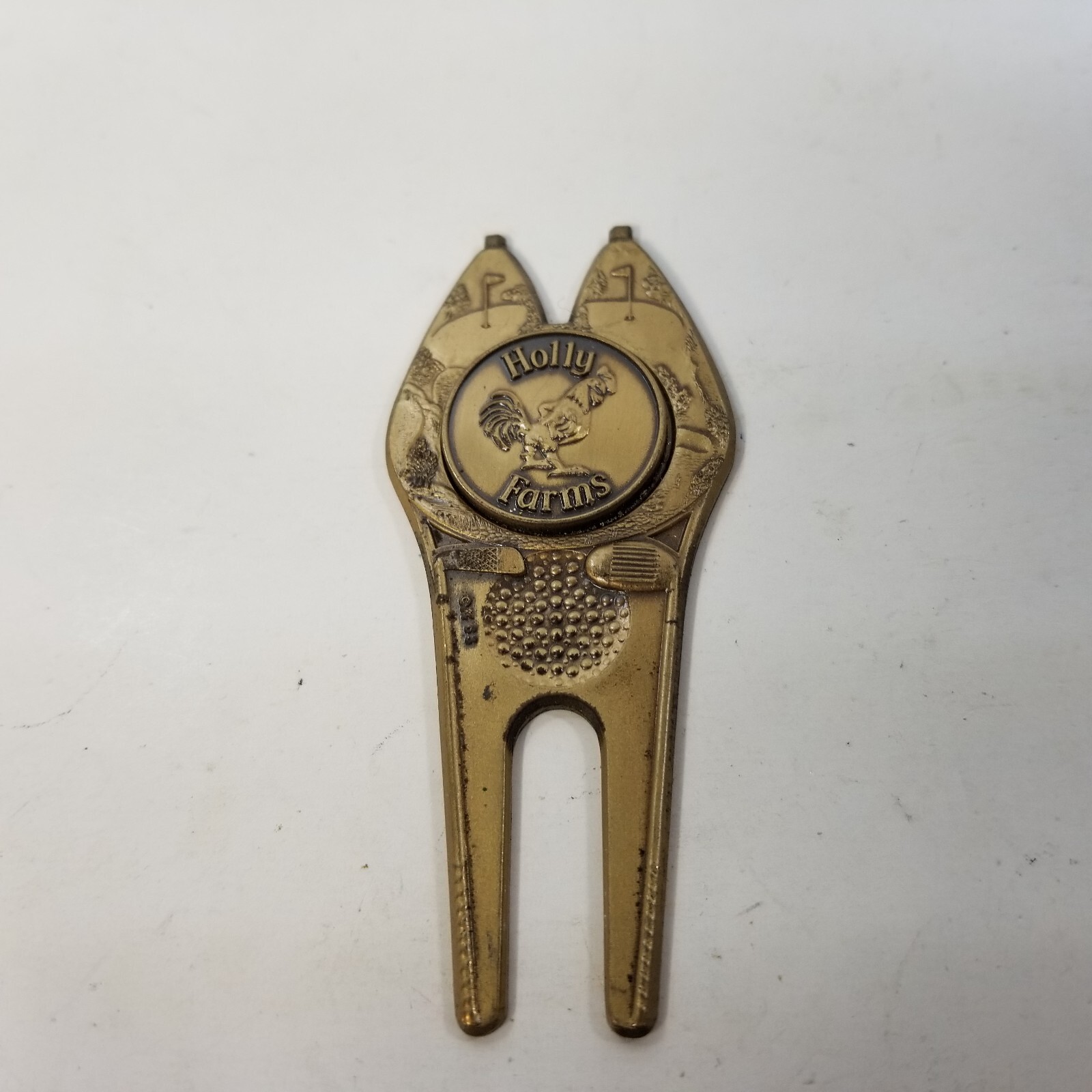 Holly Farms Golf Club Metal Golf Divot Tool - CA - A Beauty!