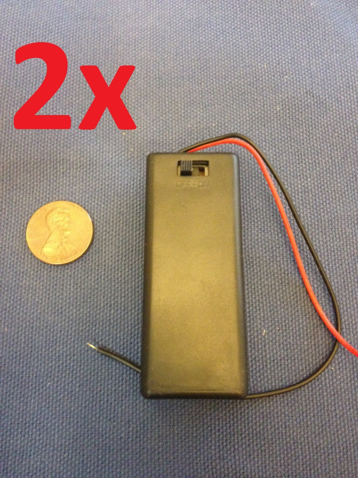 2x on/off switch Storage Holder Case Box 2 X AAA Battery Wire Black plastic c12
