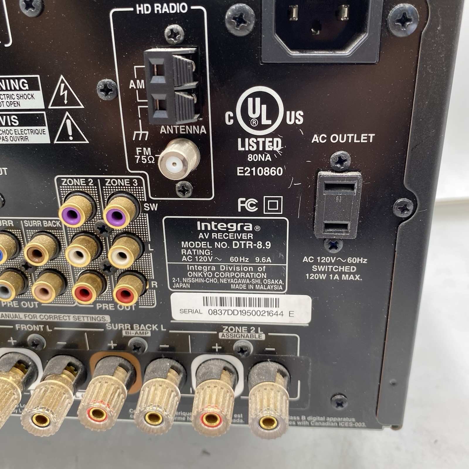 Integra DTR-8.9 7.1 A/V High Performance Receiver