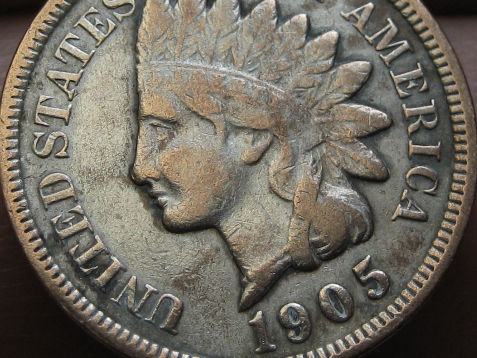 1905 Indian Head One Cent Penny- XF Details, Partial LIBERTY, Diamond