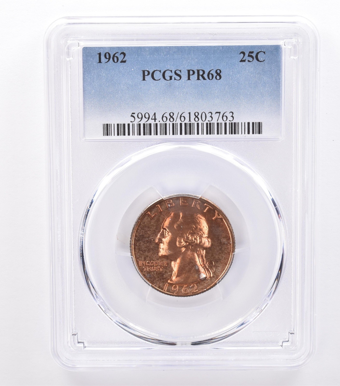 1962 Washington Quarter PR68 PCGS Beautiful Tone *8759