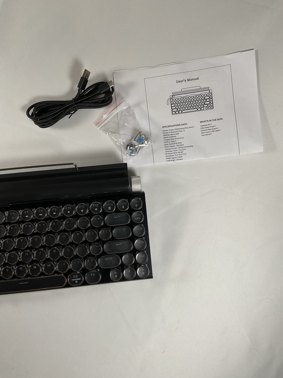 XEANIXIE Retro Typewriter Mechanical Keyboard Bluetooth 5.0 For Multiple Device