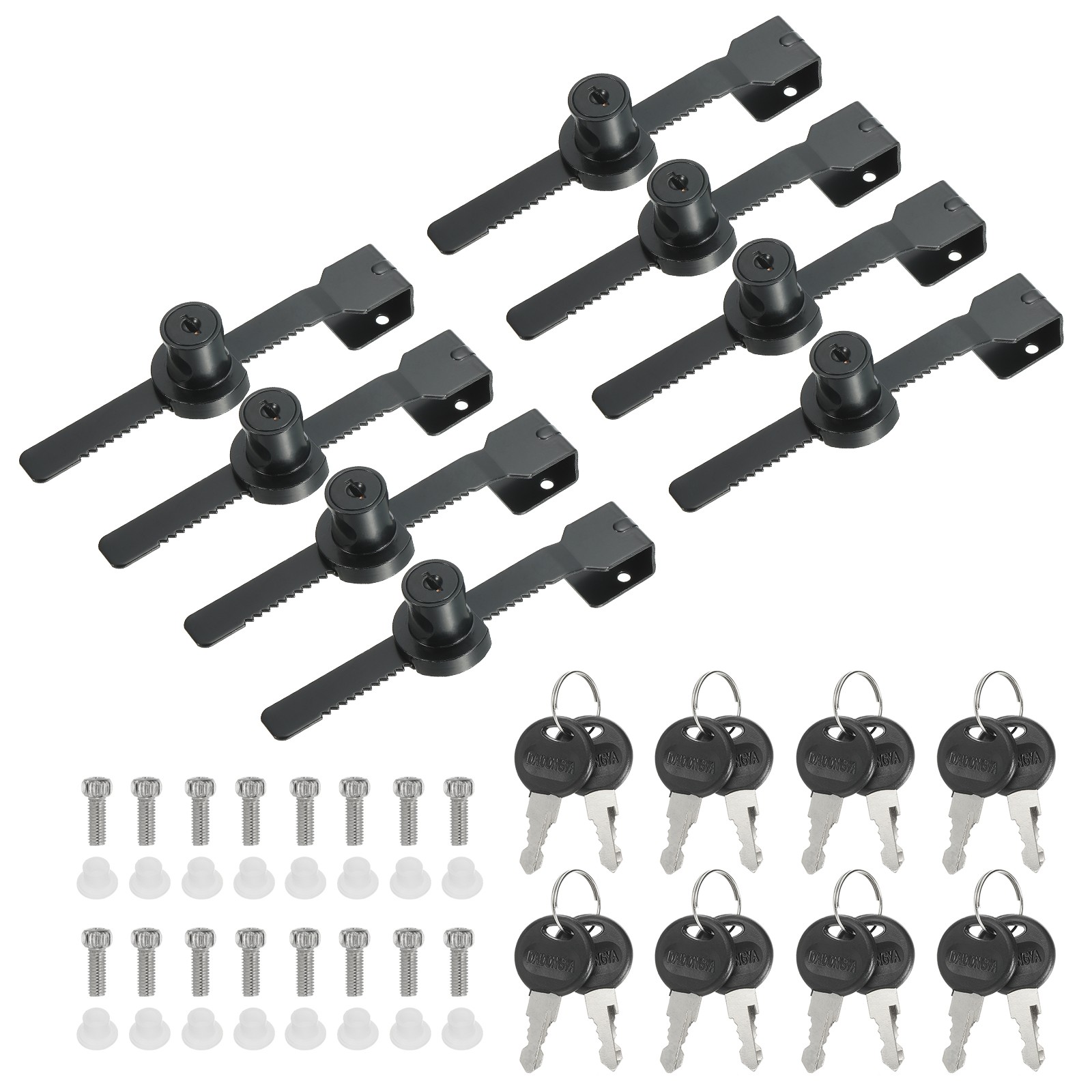 8 Pcs Black Sliding Glass Cabinet Lock Chrome Finish Ratchet Lock No Drill