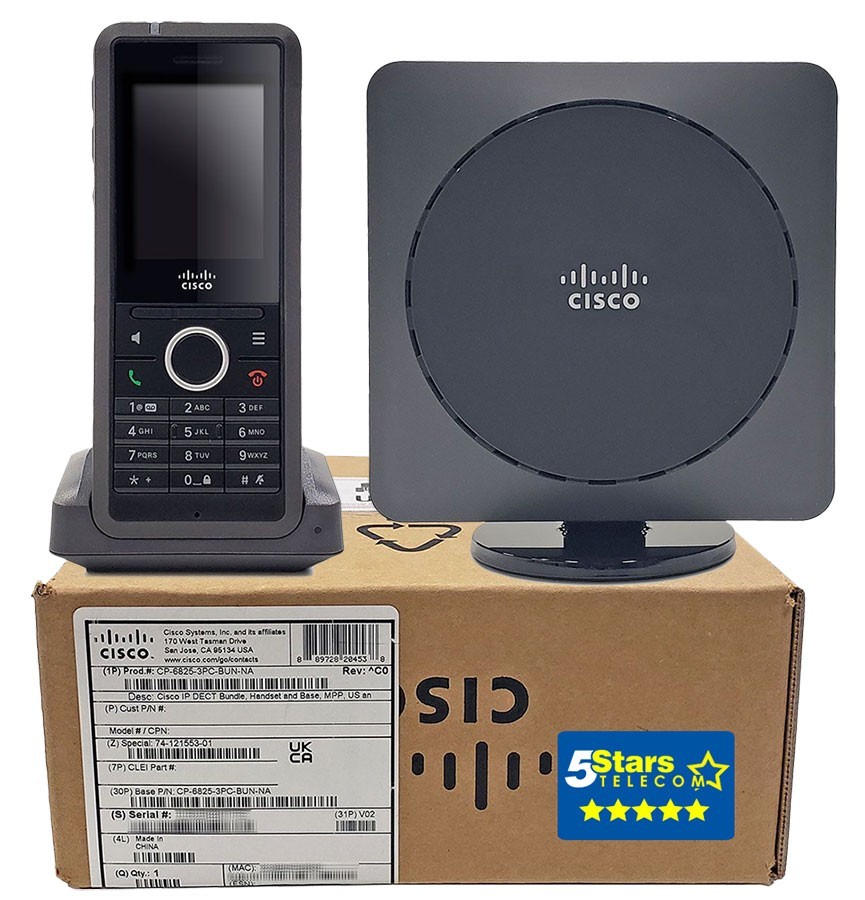Cisco 6825 IP DECT Bundle with Multi-Cell Base (CP-6825-3PC-BUN-NA) - Brand New