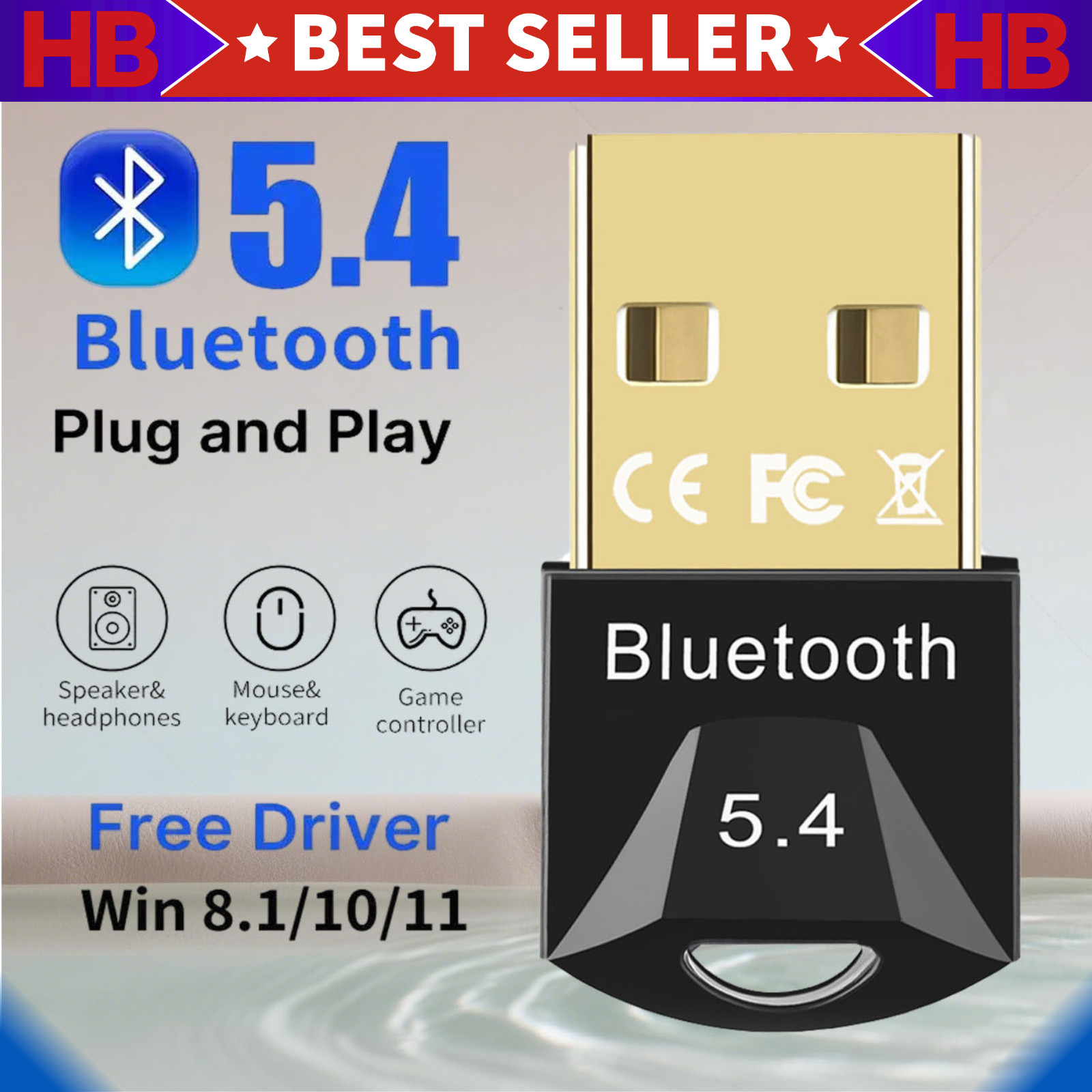 USB Bluetooth 5.0 Wireless Stereo Audio Music Adapter Dongle Receiver For TV PC