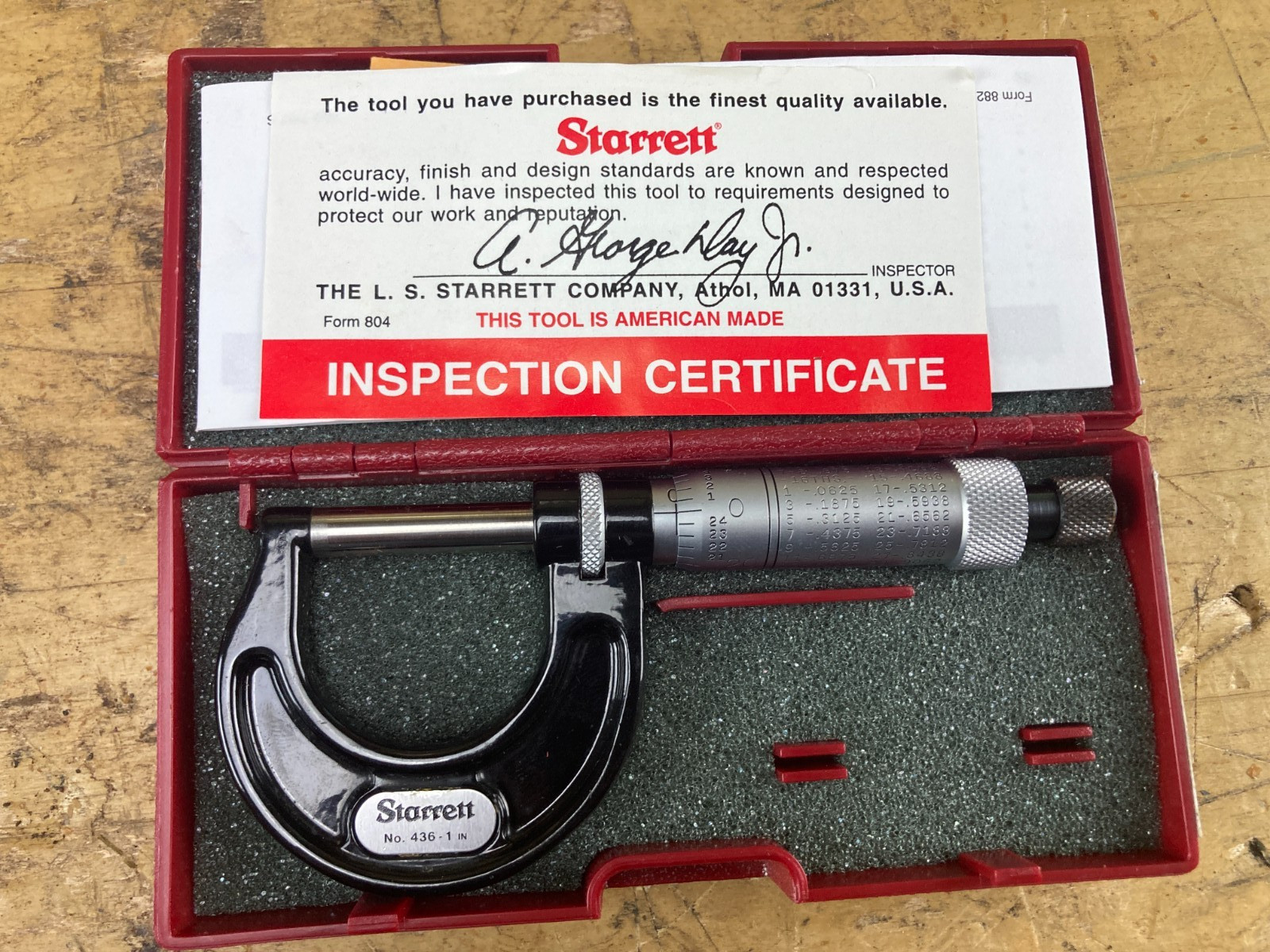 Starrett 436RL-1 Outside Micrometer 0-1" .001" Machinist Tool USA w/ Box