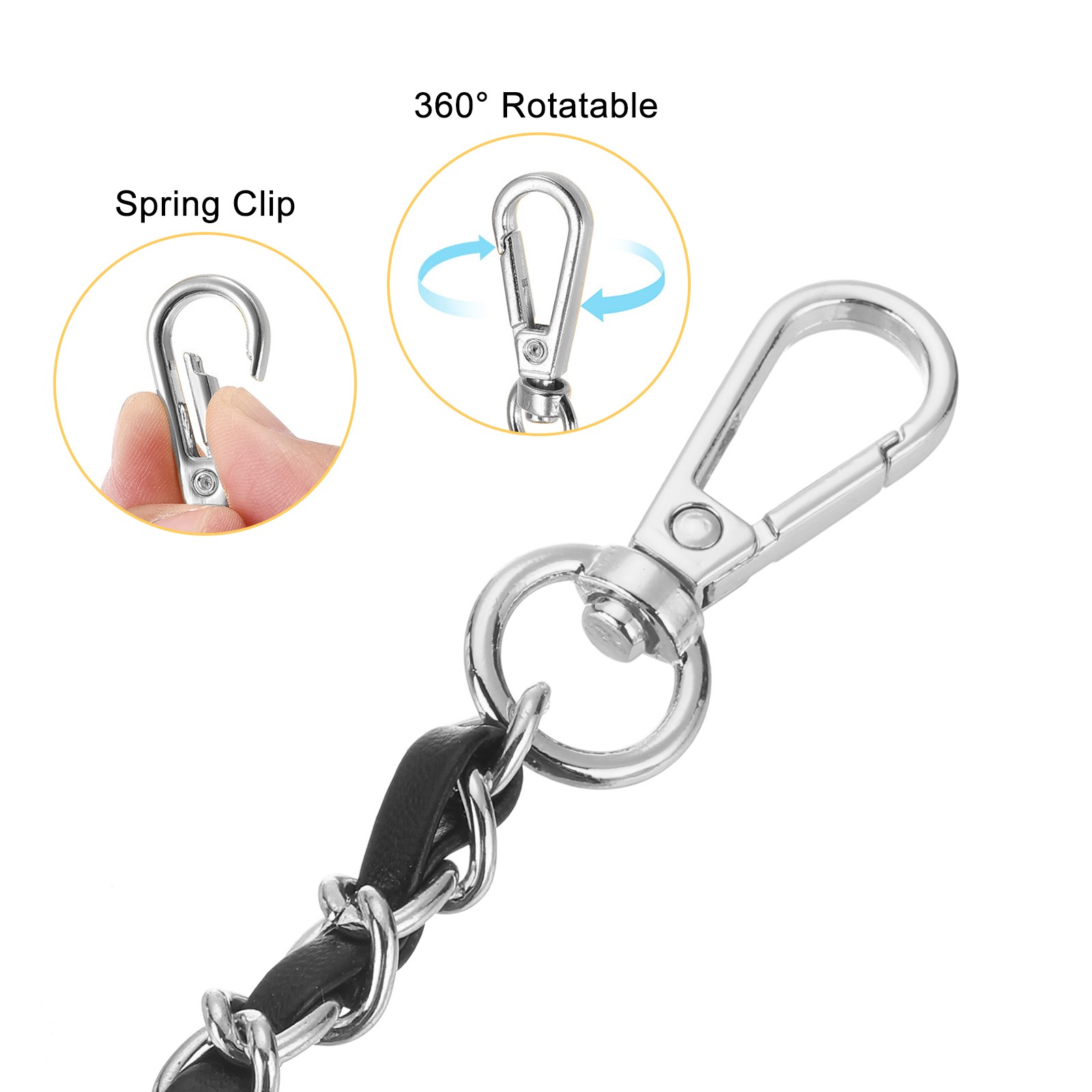 Purse Chain Strap, 51 Inch Adjustable Chains Strap Black/Silver