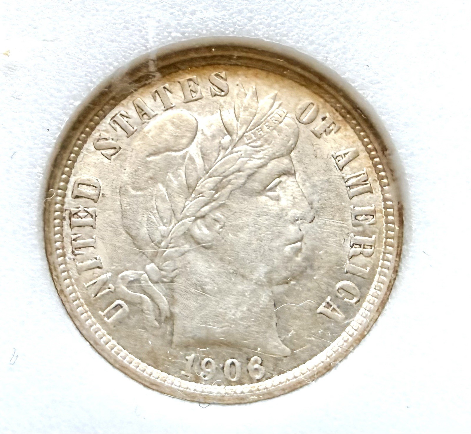 1906 BARBER DIME - CHOICE AU - ORIGINAL & LUSTROUS