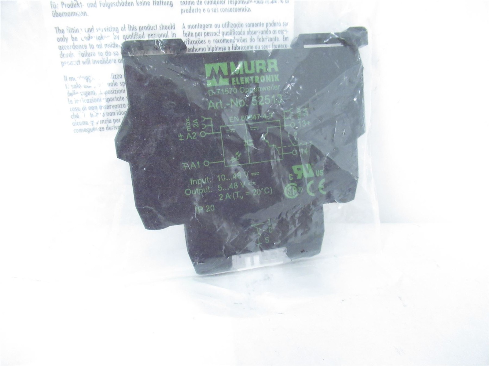 244658 New-No Box; Murr 52513 Terminal Block Interface Module