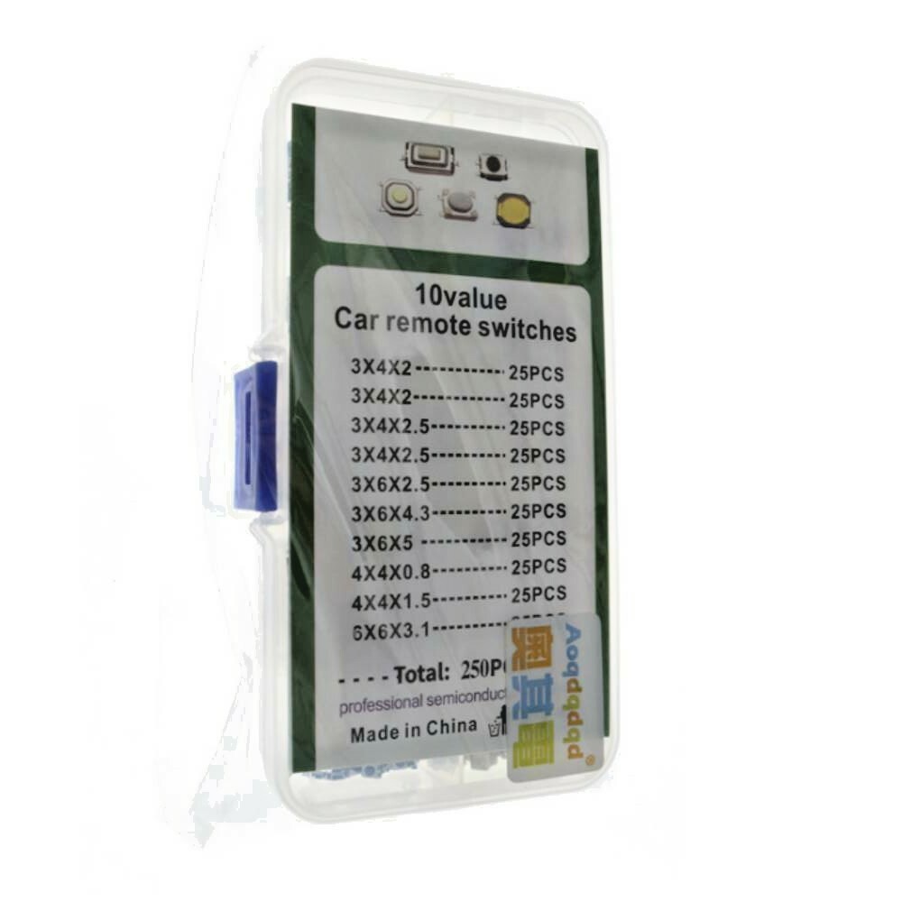 250pcs 10 Kinds Touch Tap Button Micro Switch Car Remote Key Alarm Patch Board
