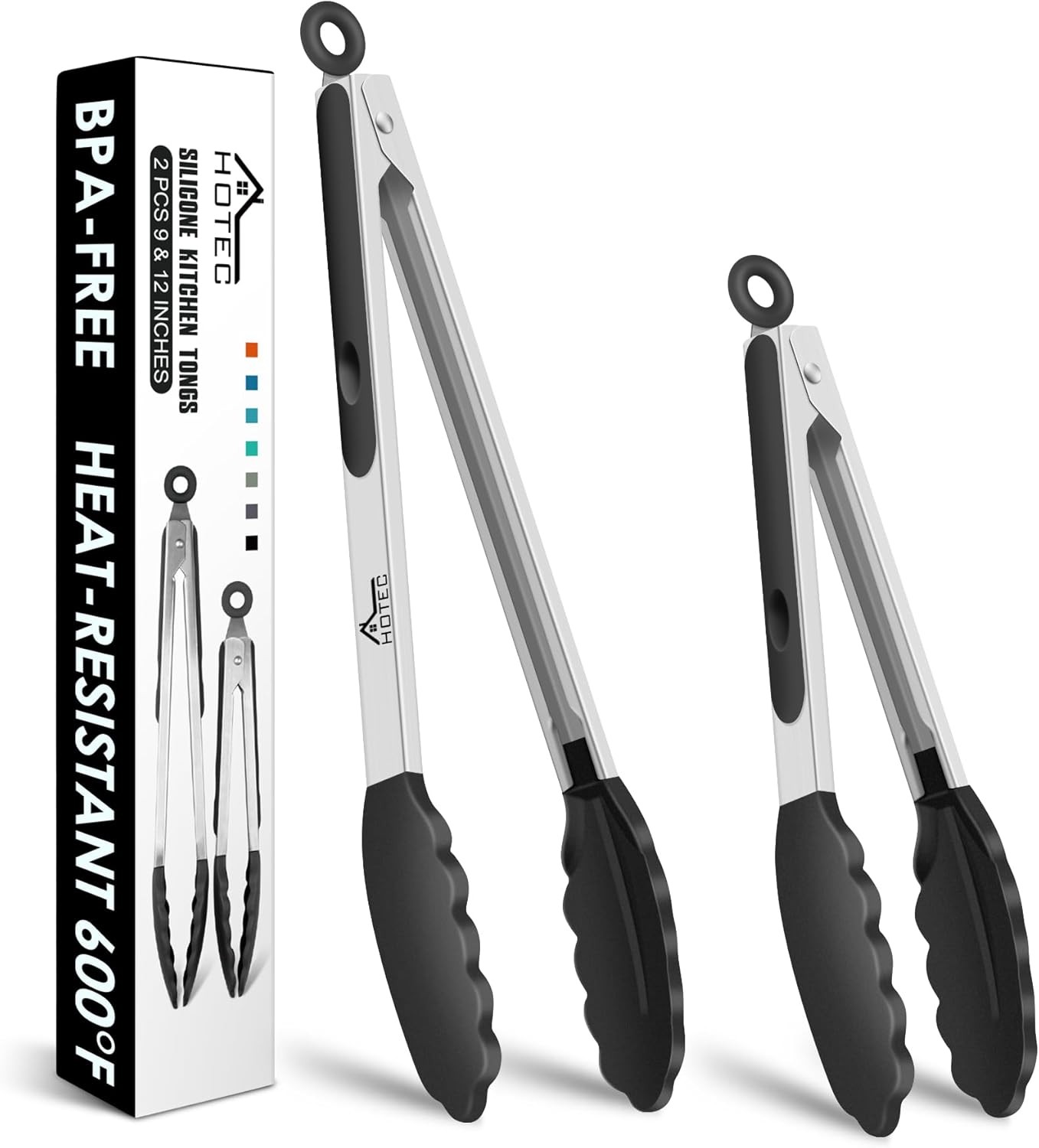 Premium Stainless Steel Locking Kitchen Tongs W/ Silicon Tips Set